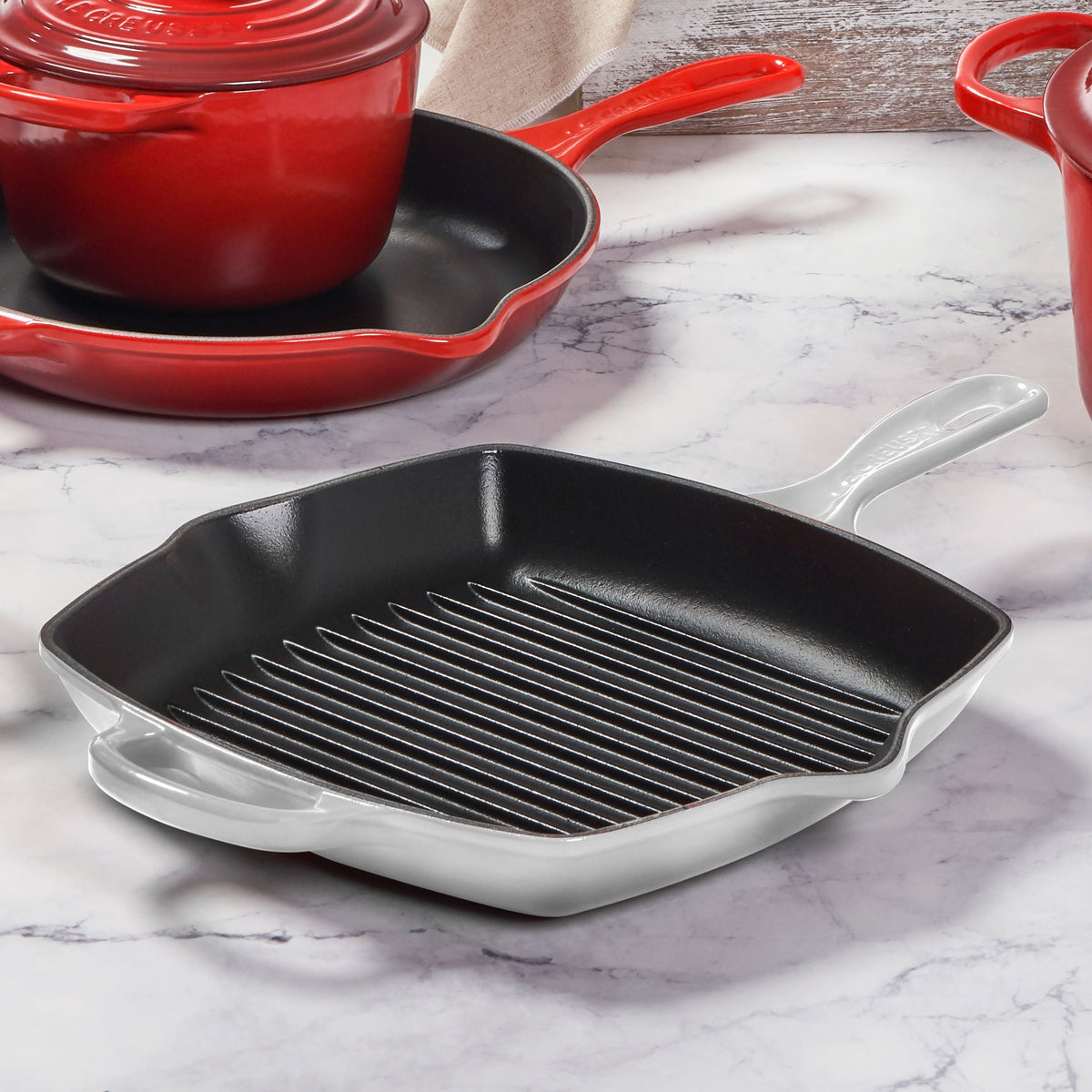 Le Creuset Signature Cast Iron White 5 Piece Cookware Set