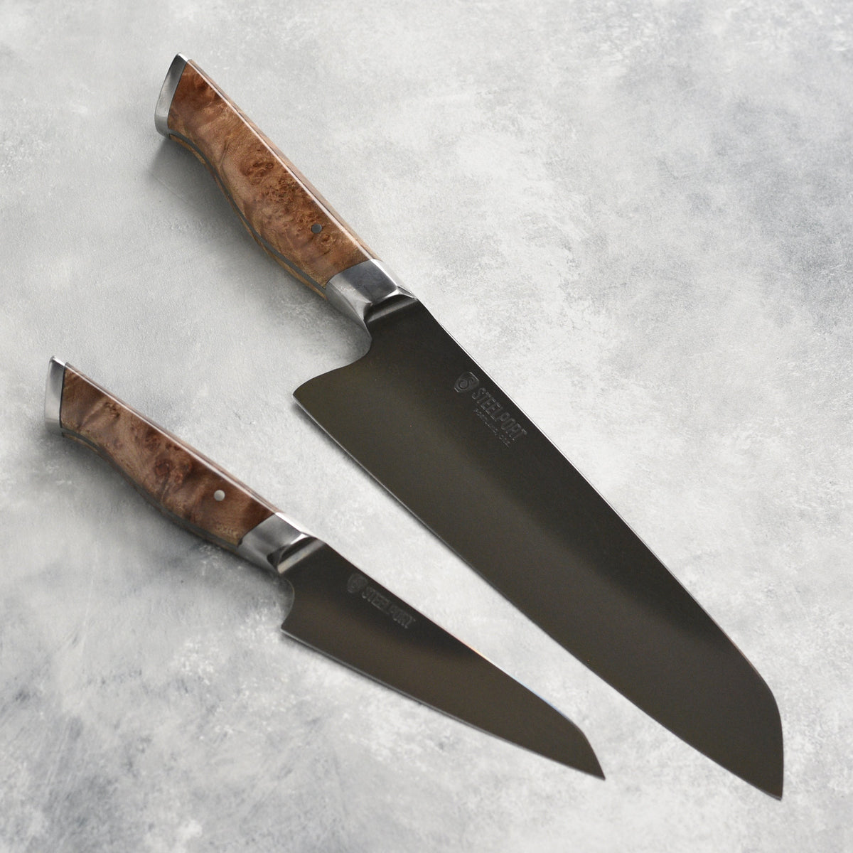 Steelport Carbon Steel 2 Piece Starter Knife Set with Oregon Maple Magnetic Sheaths