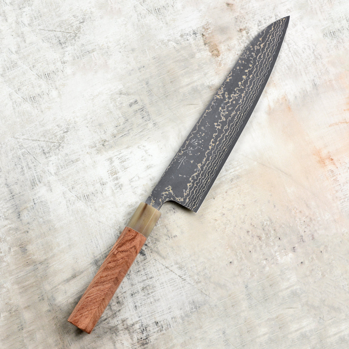 Saji Black Gold Damascus 9.4" Gyuto, Quince Wood