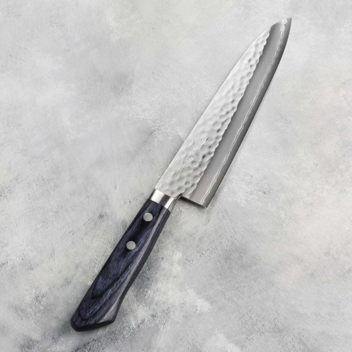 Masutani VG10 Hammered Damascus 7" Gyuto, Blue Handle