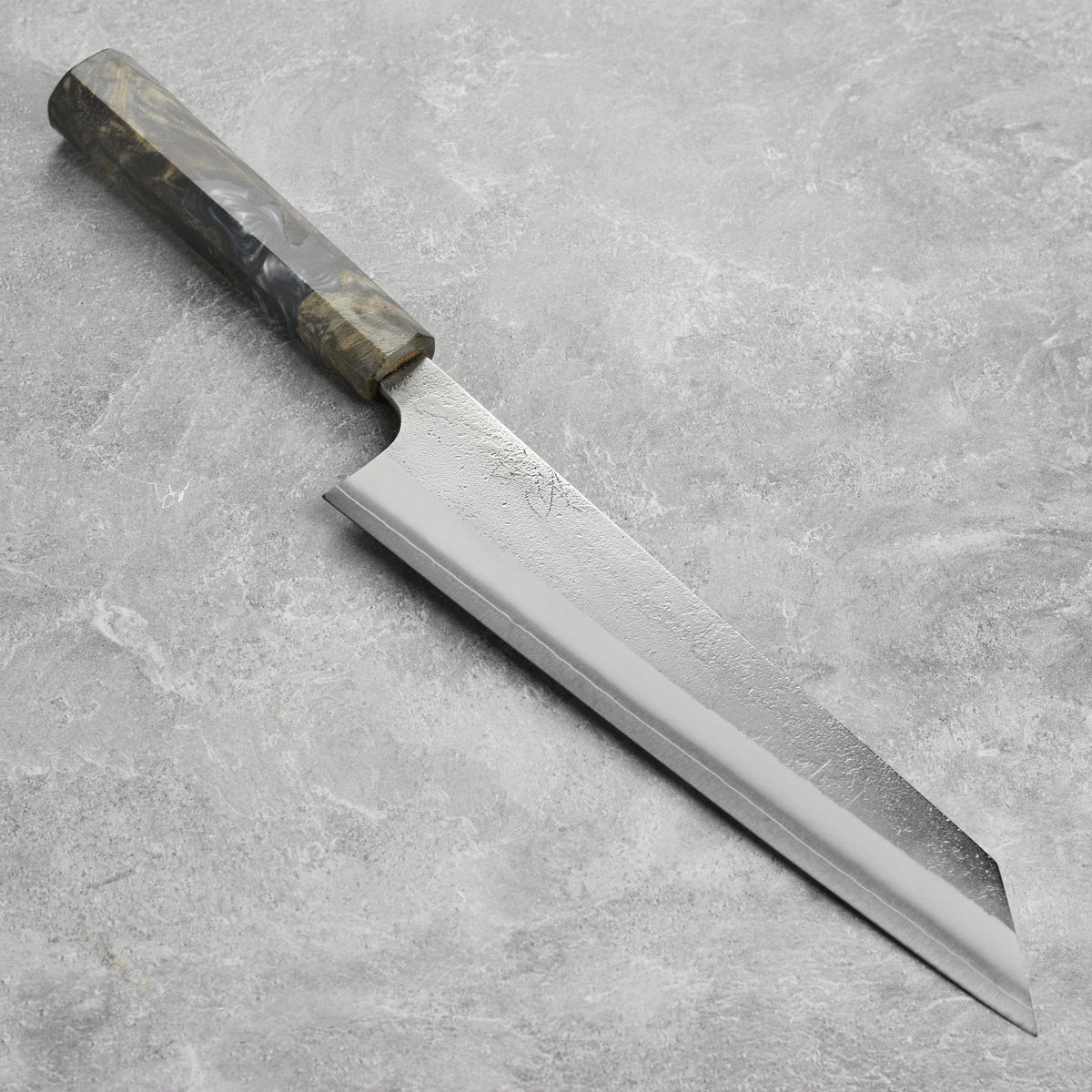 Yoshikane SKD Nashiji Stainless Clad 9.4" Kiritsuke, Stabilized Birch