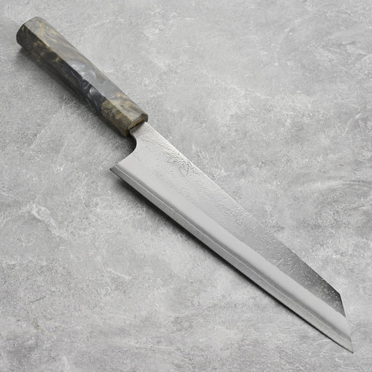 Yoshikane SKD Nashiji Stainless Clad 9.4" Kiritsuke, Stabilized Birch