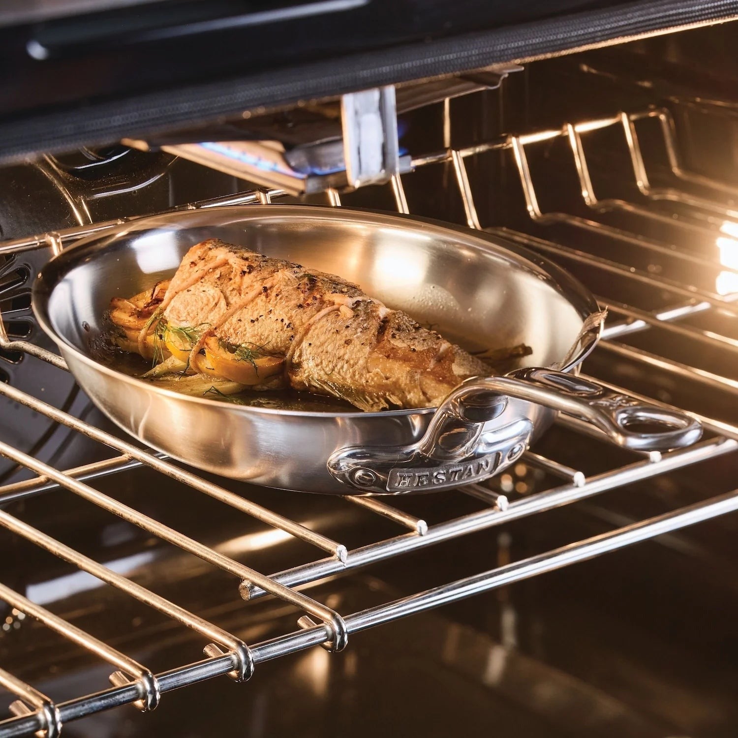Hestan Tri-Ply Oval Fish Pan, 12.5" x 9"