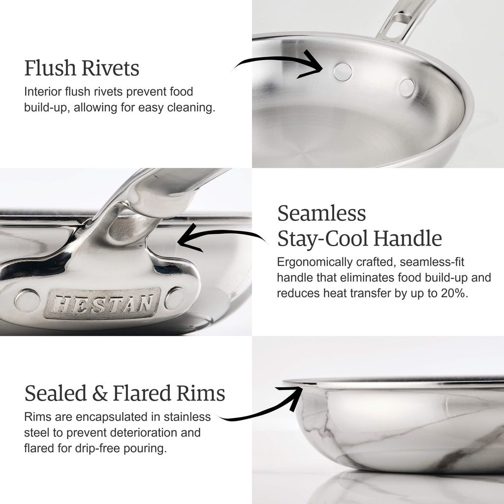 Hestan ProBond Luxe 3 Piece Stainless Steel Skillet Set