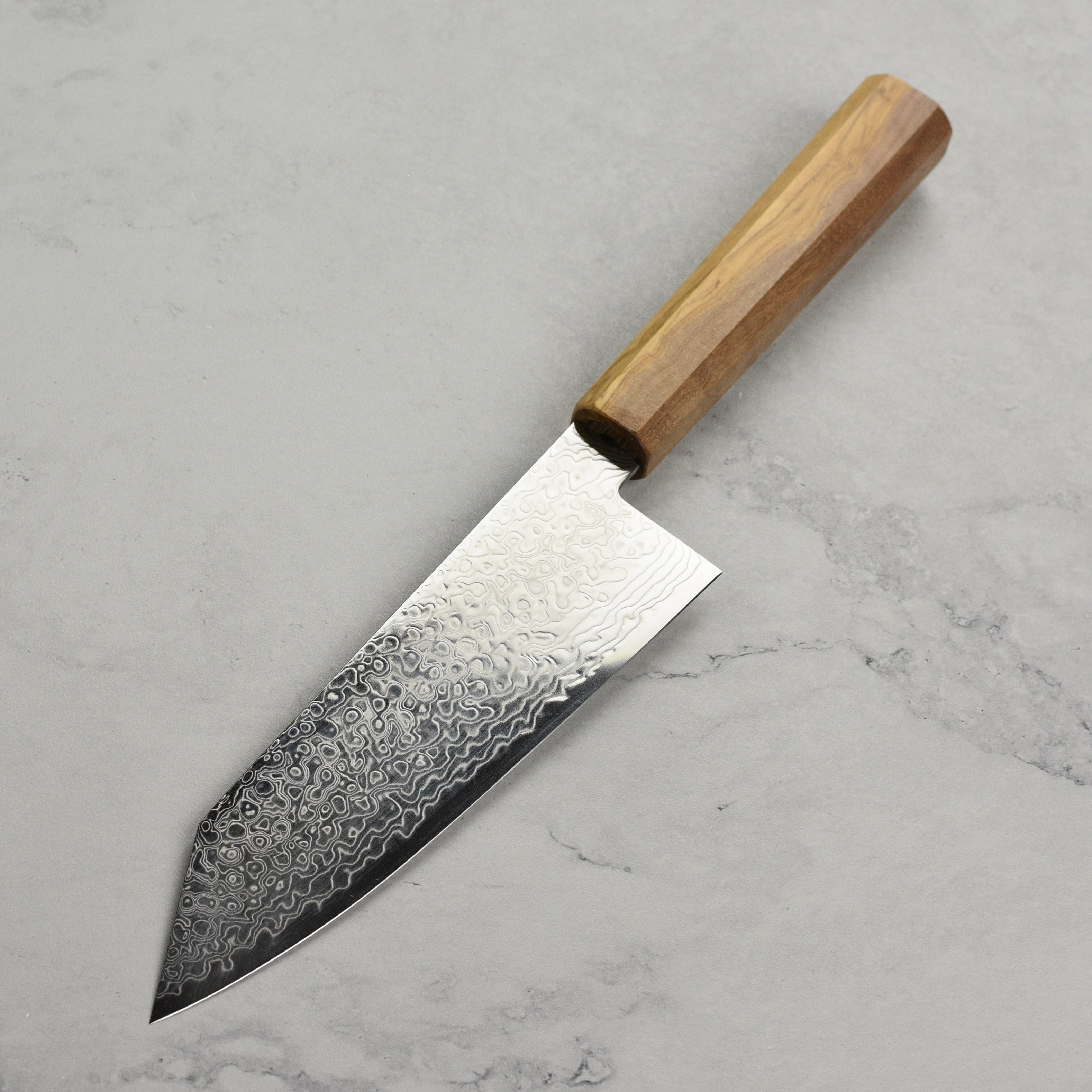 Hatsukokoro Ryuhyo SG2 Damascus 7" Bunka, Olivewood