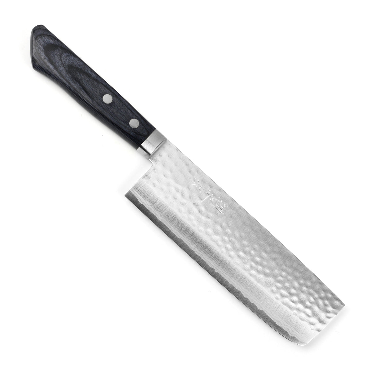 Masutani VG10 Hammered Damascus 6.7" Tall Nakiri, Blue Handle