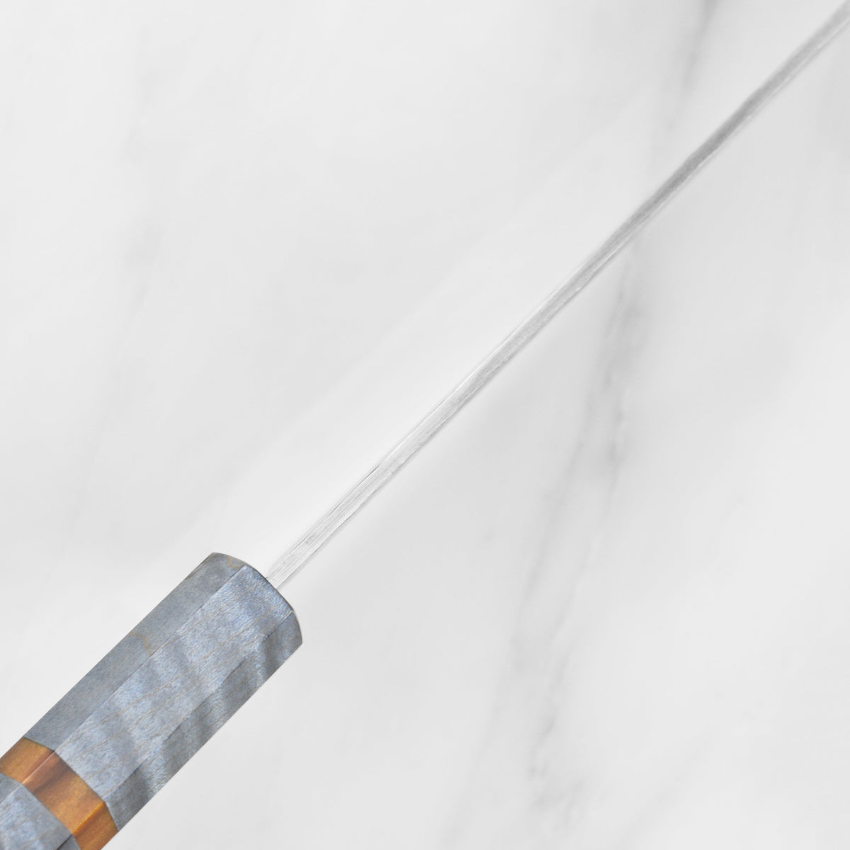 Takayuki Tsuchime Damascus 6.7" Nakiri, Blue Stabilized Handle