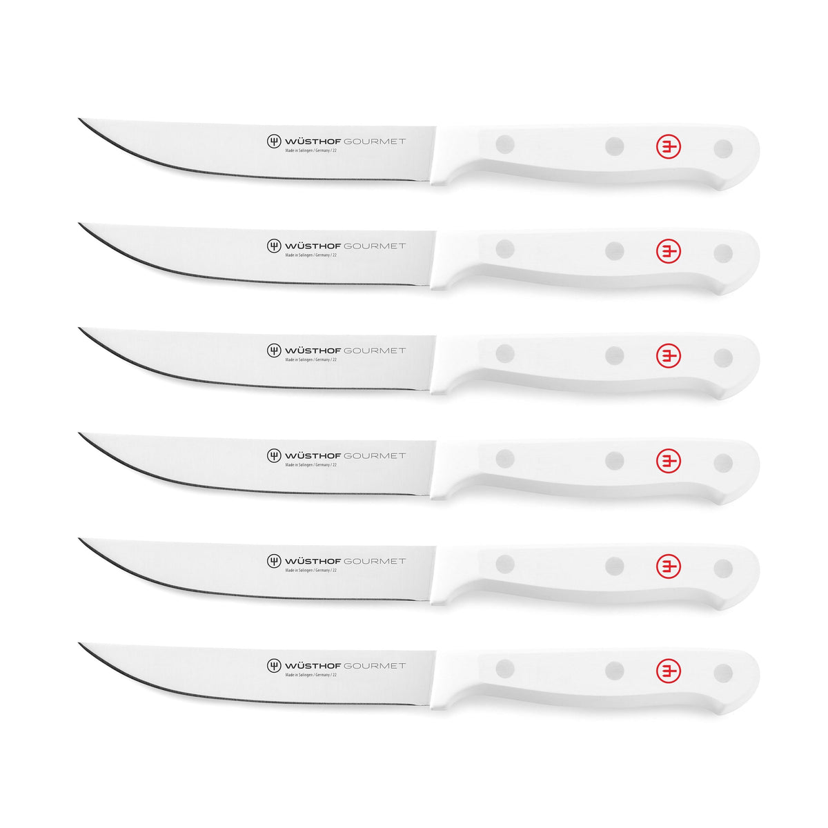 Wusthof Gourmet 6 Piece Steak Knife Set with White Handles