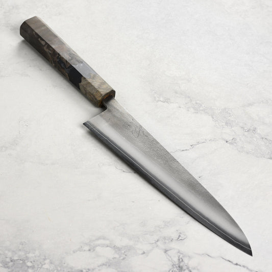 Yoshikane SKD Nashiji Stainless Clad 8.25" Gyuto, Stabilized Birch