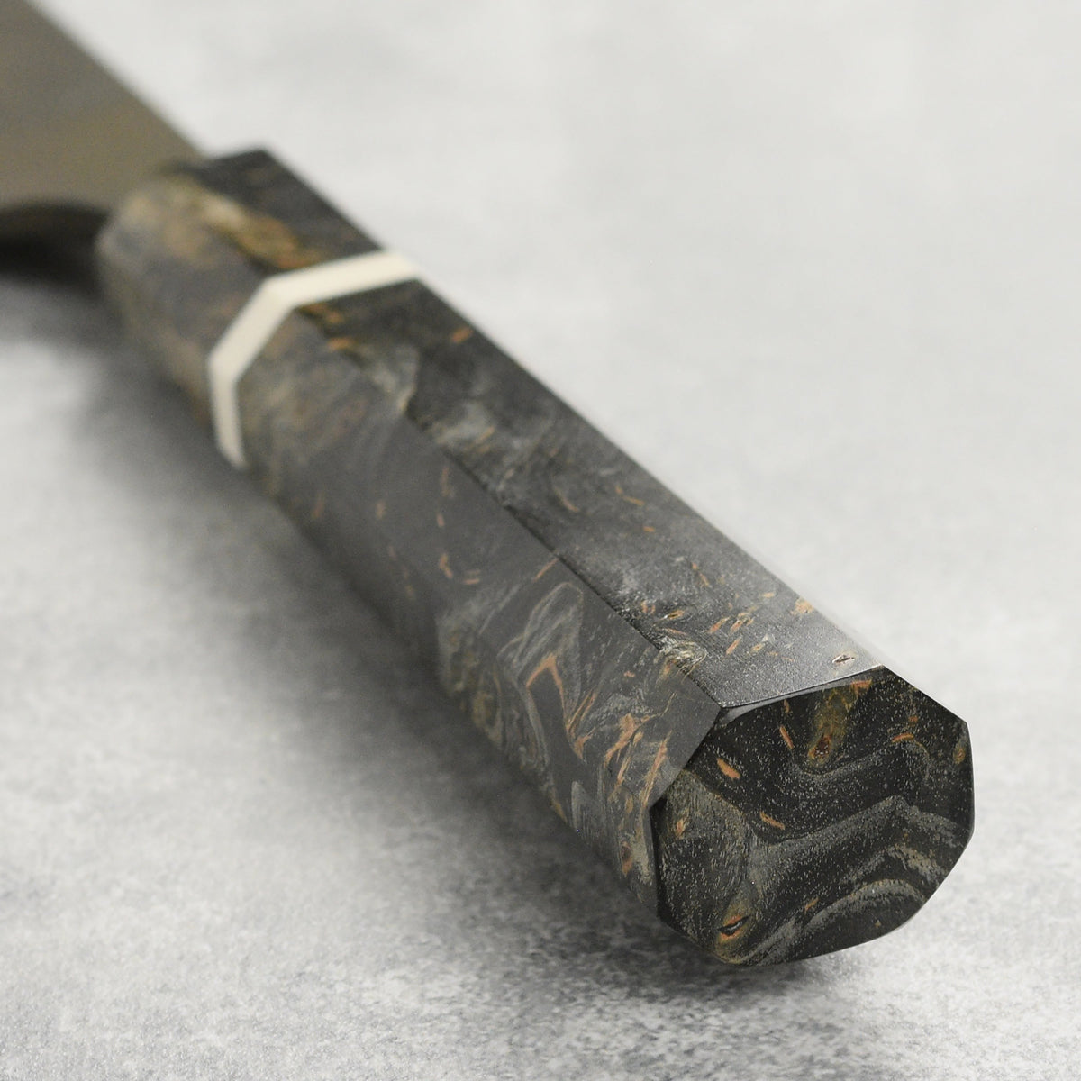 Hatsukokoro Shinkiro Aogami Super Kurouchi Damascus 8.25" Kiritsuke, Stabilized Birch