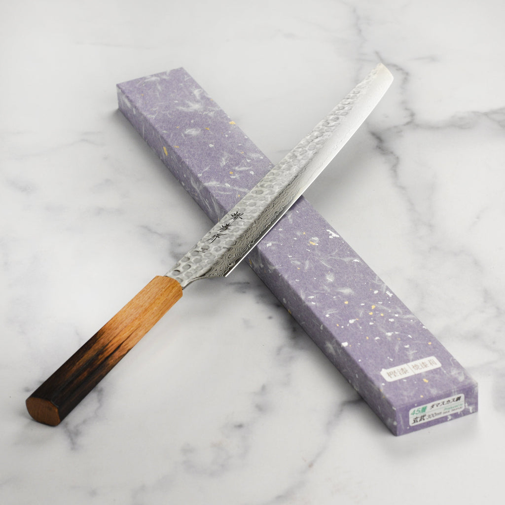 Takayuki Tsuchime Damascus Urushi 11.8" Sakimaru-Yanagiba
