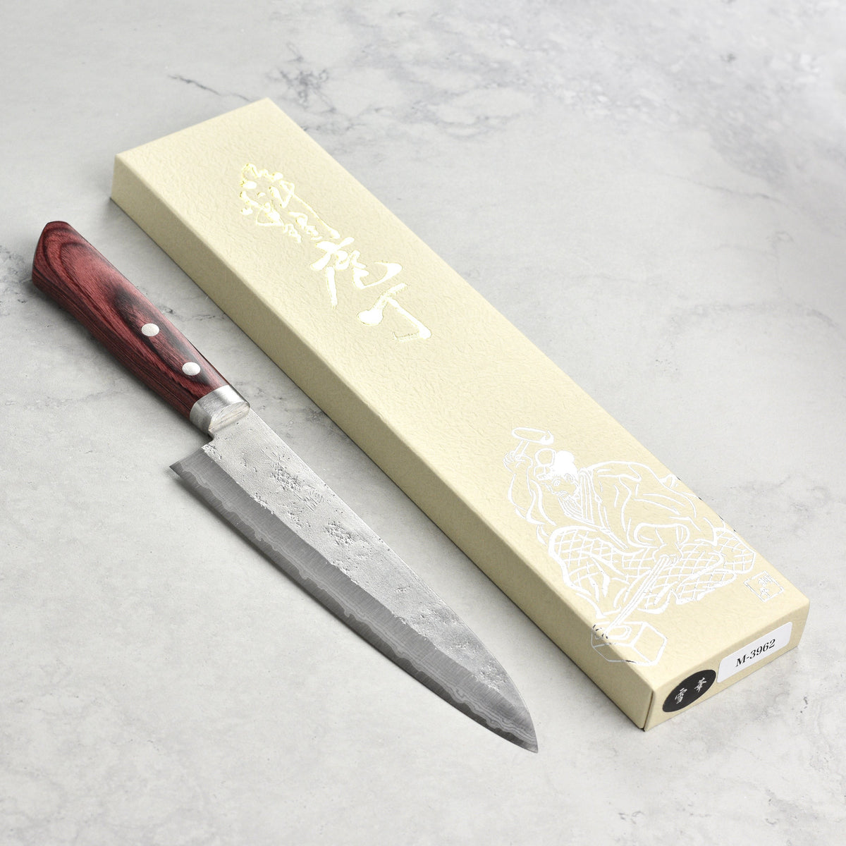 Masutani VG10 Damascus Nashiji 7" Gyuto, Red Handle