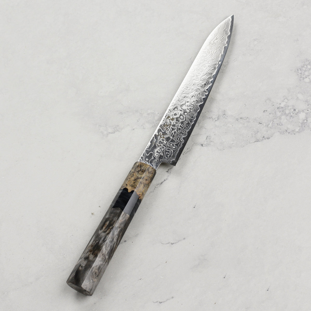 Hatsukokoro Ryuhyo SG2 Damascus 5.9" Petty, Stabilized Birch