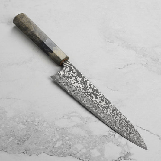 Saji SG2 Black Damascus 8.25" Gyuto, Stabilized Birch
