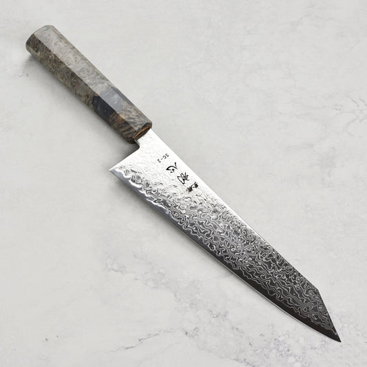 Hatsukokoro Ryuhyo SG2 Damascus 8.25" Kiritsuke Gyuto, Stabilized Birch