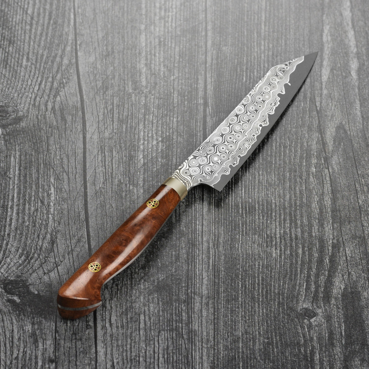 Nigara Anmon SG2 Damascus 5.9" Kiritsuke Petty, Quince Wood