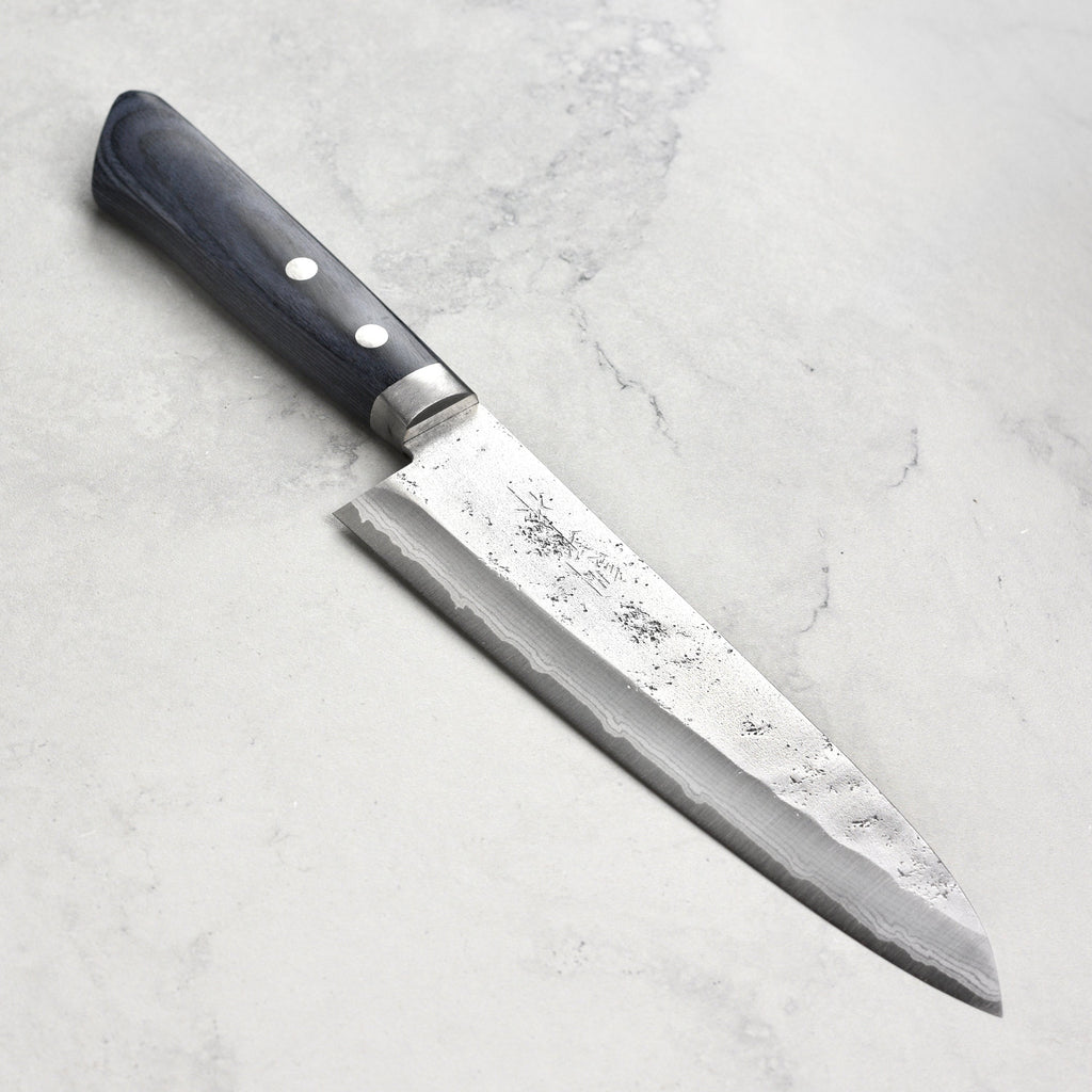 Masutani VG10 Damascus Nashiji 7" Gyuto, Blue Handle