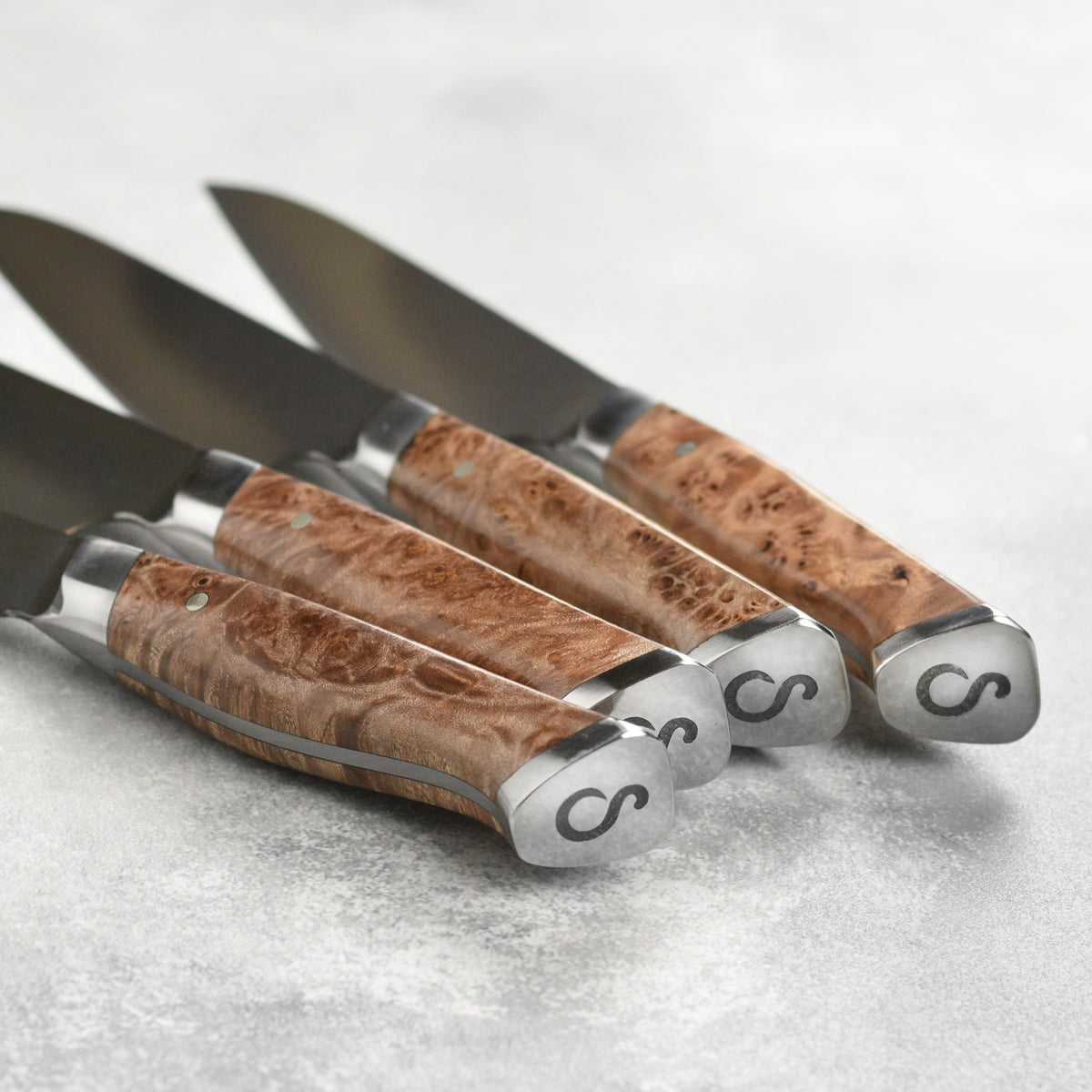 Steelport Carbon Steel 4 Piece Steak Knife Set with Case