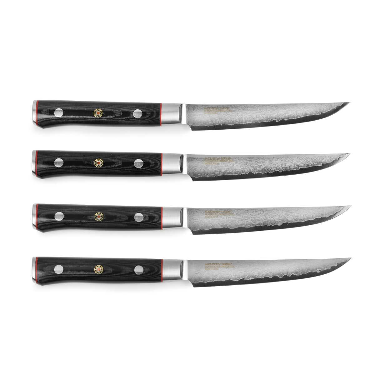 Zanmai Classic Pro Zebra Damascus 4 Piece Steak Knife Set