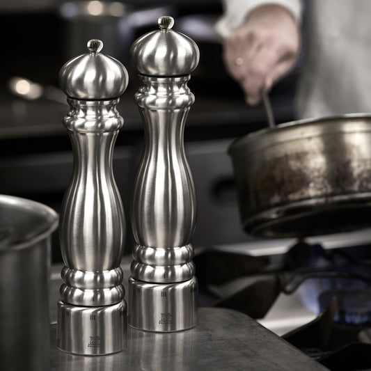 Peugeot Paris Stainless Steel 12" u'Select Salt & Pepper Mill Set