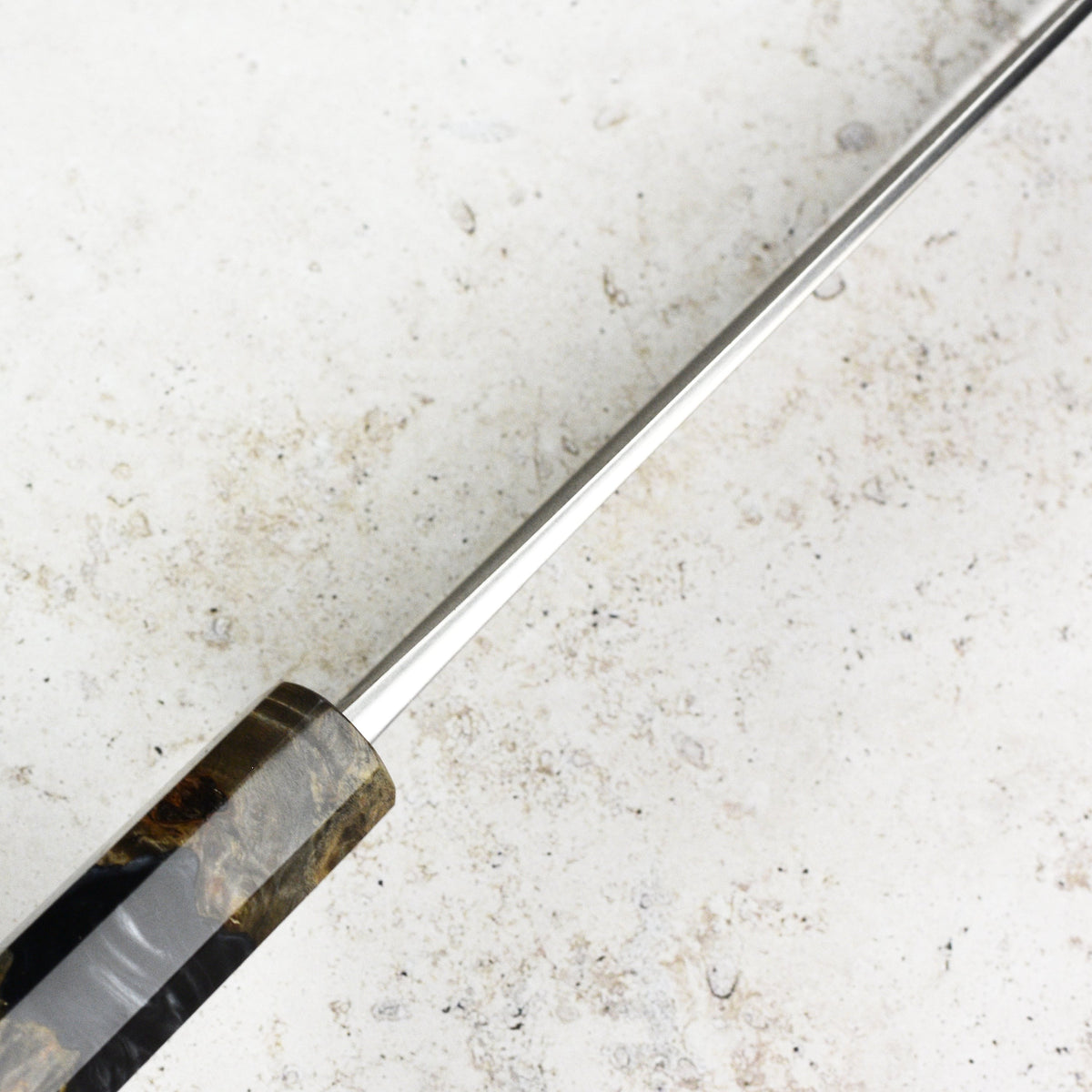 Yoshikane Shirogami #2 Kurouchi Stainless Clad 8.25" Kiritsuke, Stabilized Birch