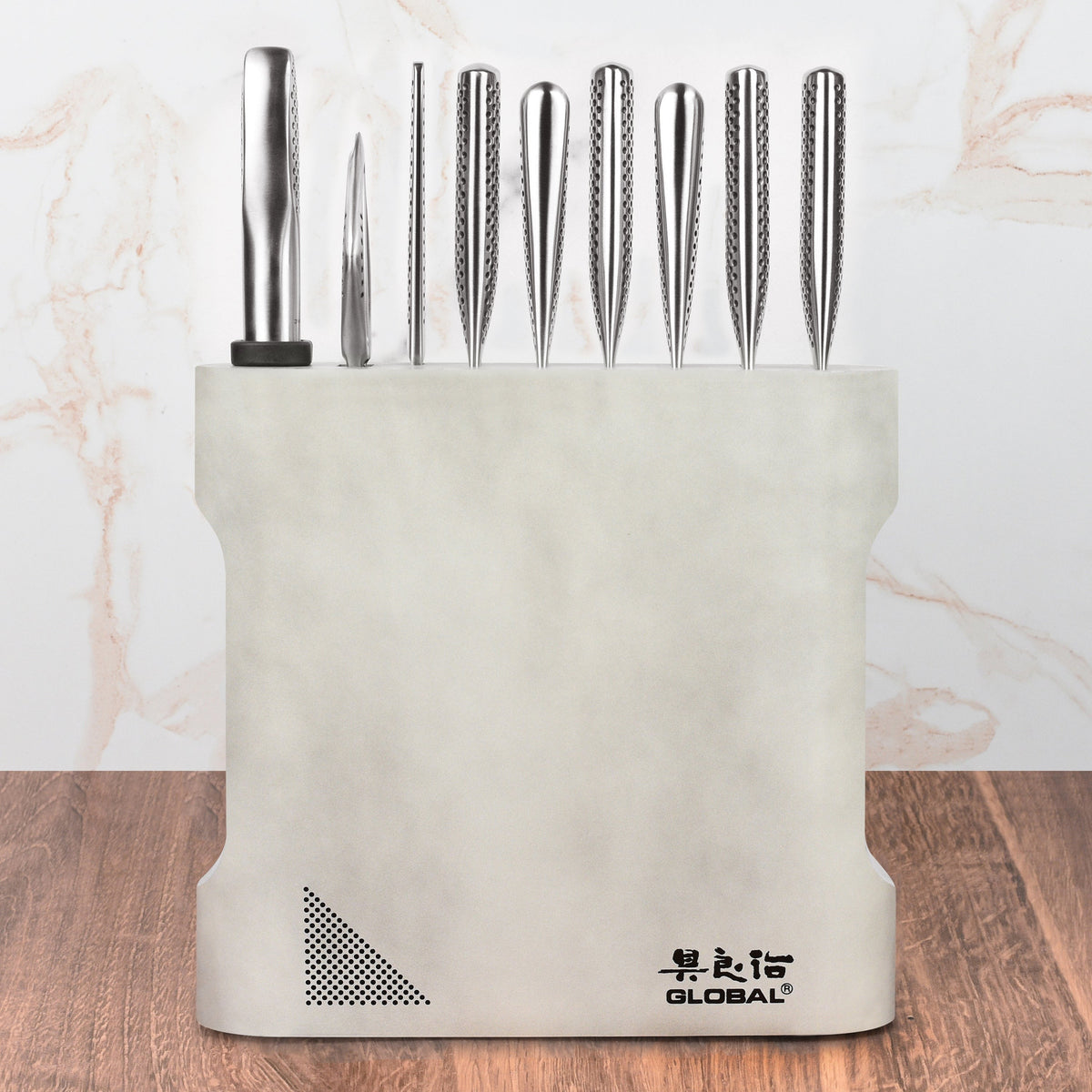 Global Kanpeki 10 Piece Knife Block Set, Cement Gray
