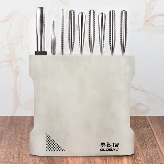 Global Kanpeki 10 Piece Knife Block Set, Cement Gray