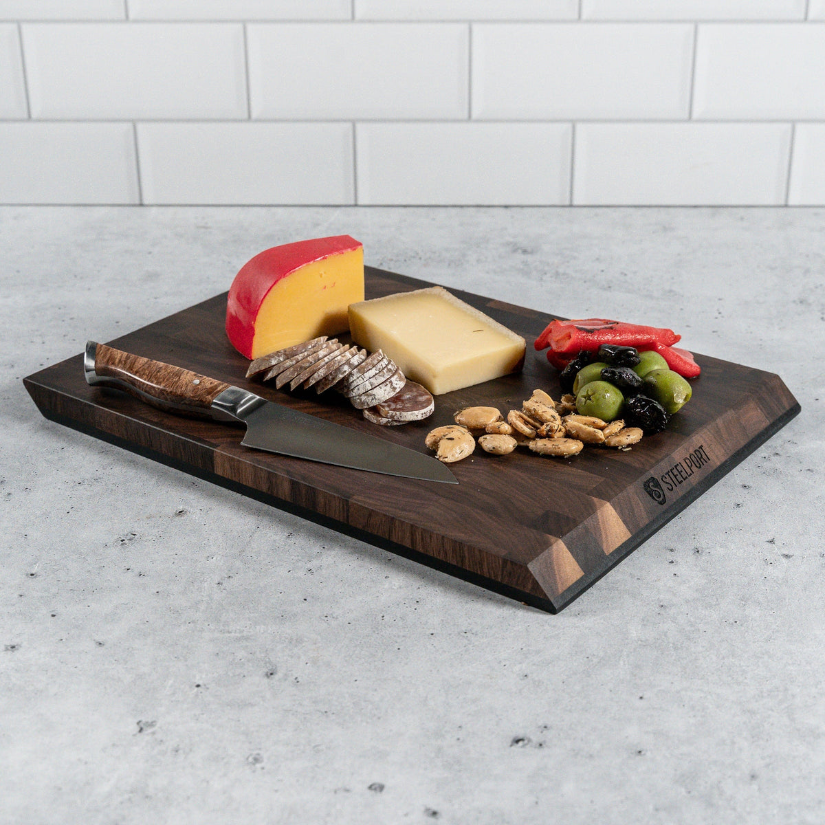 Steelport SteelCore 2-in-1 Walnut Cutting Board, 13x9"