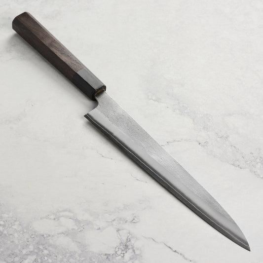 Yoshikane SKD Nashiji Stainless Clad 9.4" Sujihiki, Walnut
