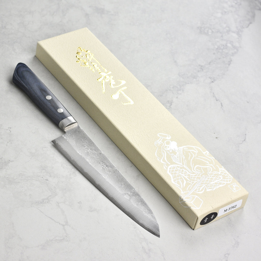 Masutani VG10 Damascus Nashiji 7" Gyuto, Blue Handle
