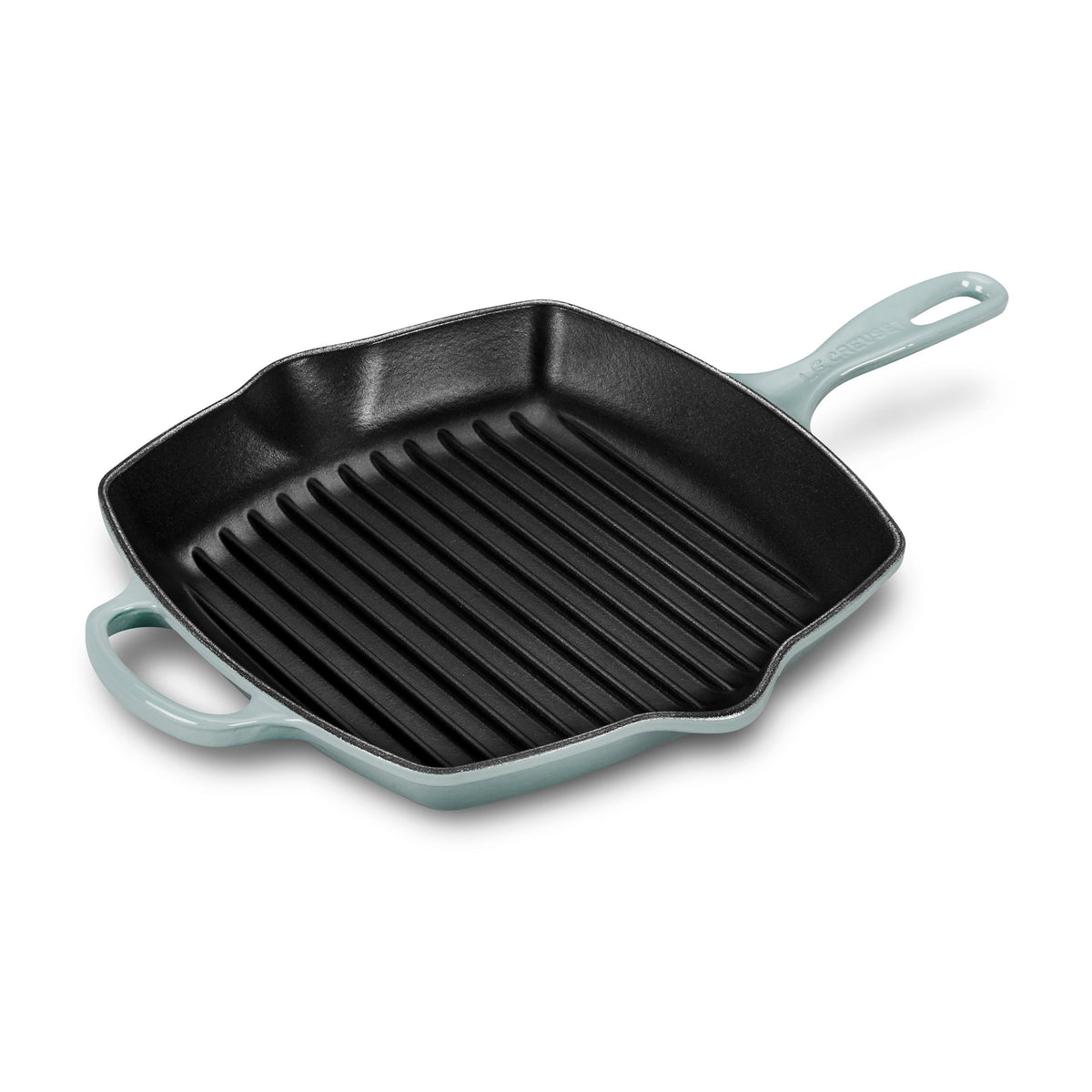 Le Creuset Signature Cast Iron 10.25" Sea Salt Square Grill Pan