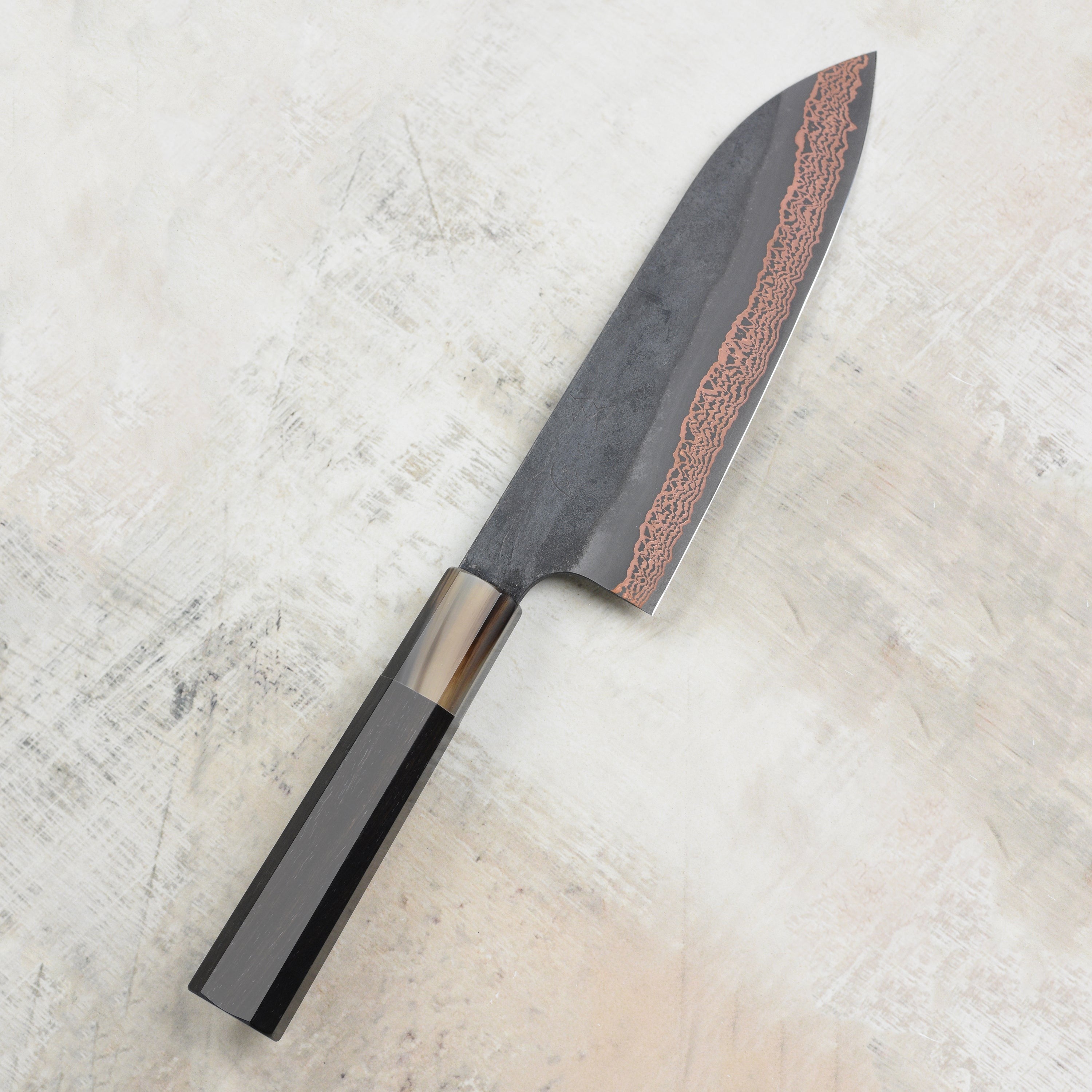 Hatsukokoro Yorokobi SLD Kurouchi Copper Damascus 7" Santoku