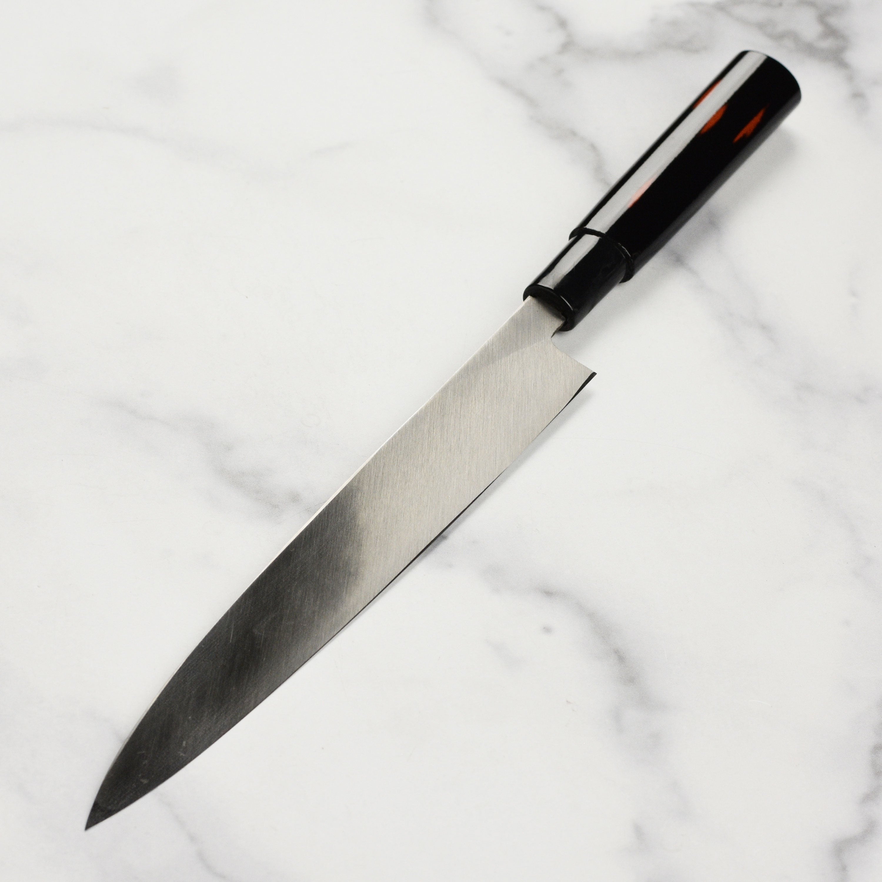Takayuki Shikisai Kasumitogi Carbon Steel 9.4" Single-Bevel Yanagiba with Saya