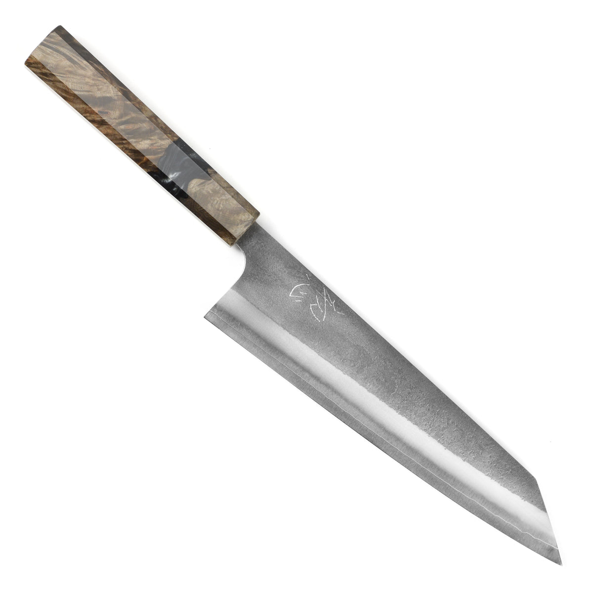 Yoshikane SKD Nashiji Stainless Clad 8.25" Kiritsuke, Stabilized Birch