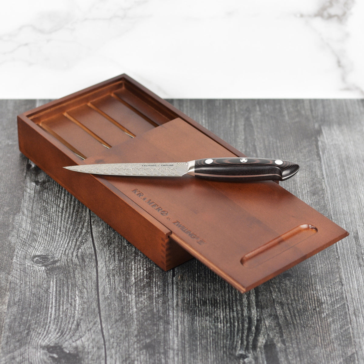 Kramer Stainless Damascus 4 Piece Steak Knife Set with Presentation Chest