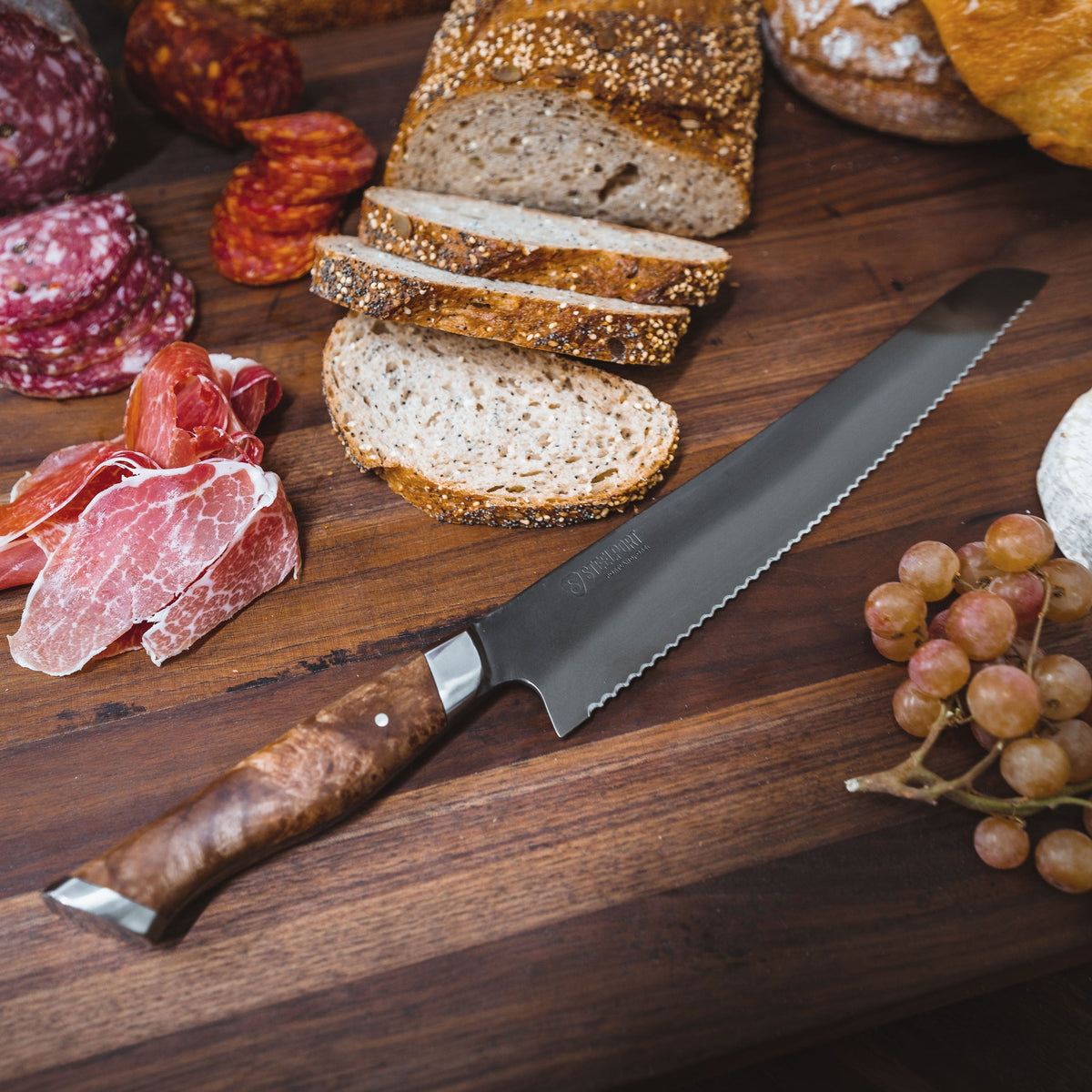 Steelport Carbon Steel 10" Bread Knife with Oregon Maple Magnetic Sheath