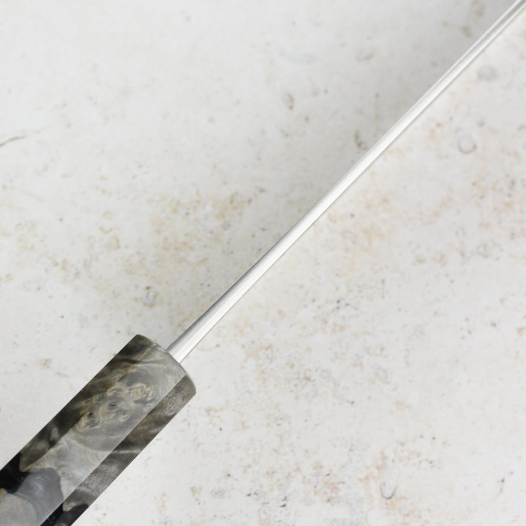 Yoshikane Shirogami #2 Kurouchi Stainless Clad 6.5" Nakiri, Stabilized Birch