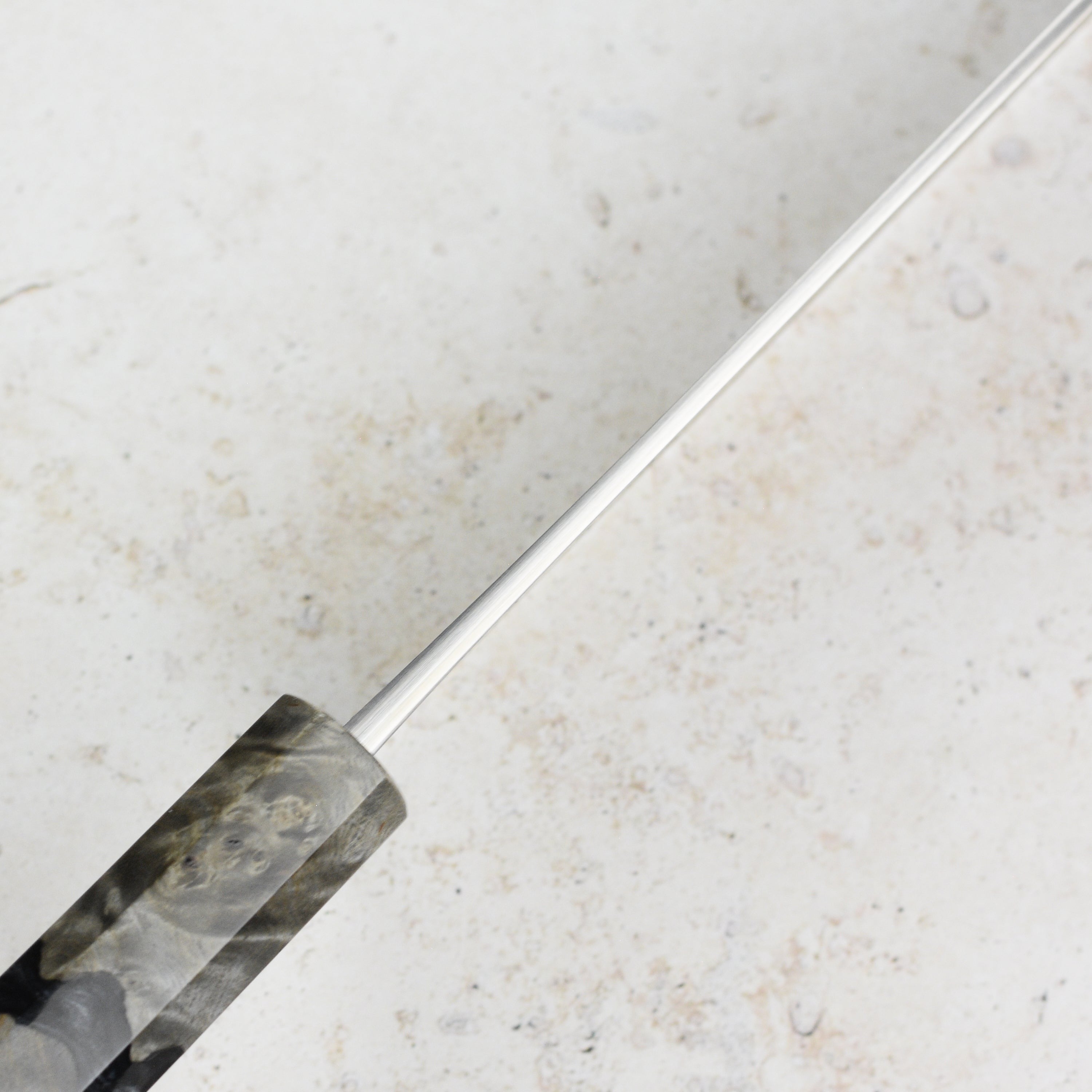 Yoshikane Shirogami #2 Kurouchi Stainless Clad 6.5" Nakiri, Stabilized Birch