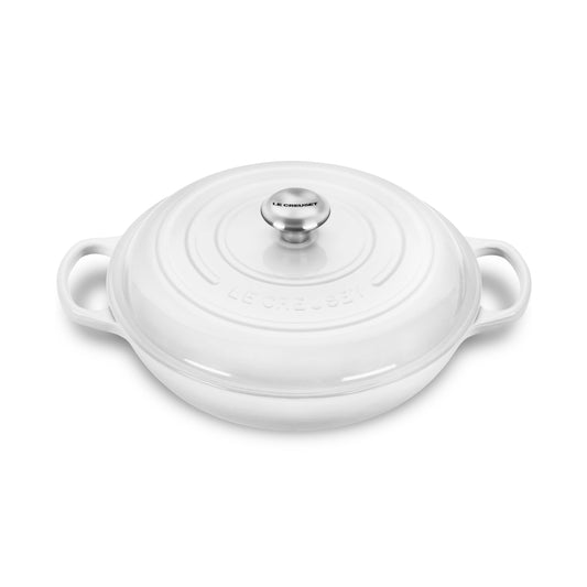Le Creuset Signature Cast Iron 3.5-quart White Braiser