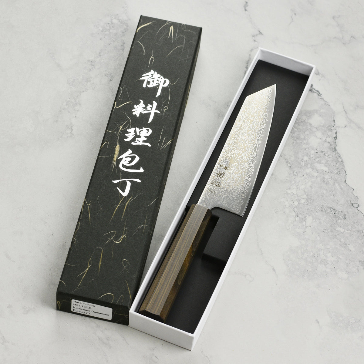 Hatsukokoro Hikari SLD Kurozome Damascus 6.7" Bunka