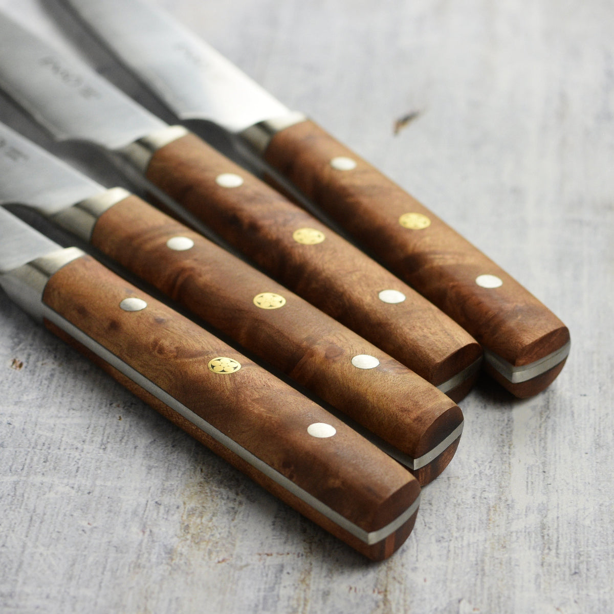 Enso Modern 4 Piece Steak Knife Set, Birchwood
