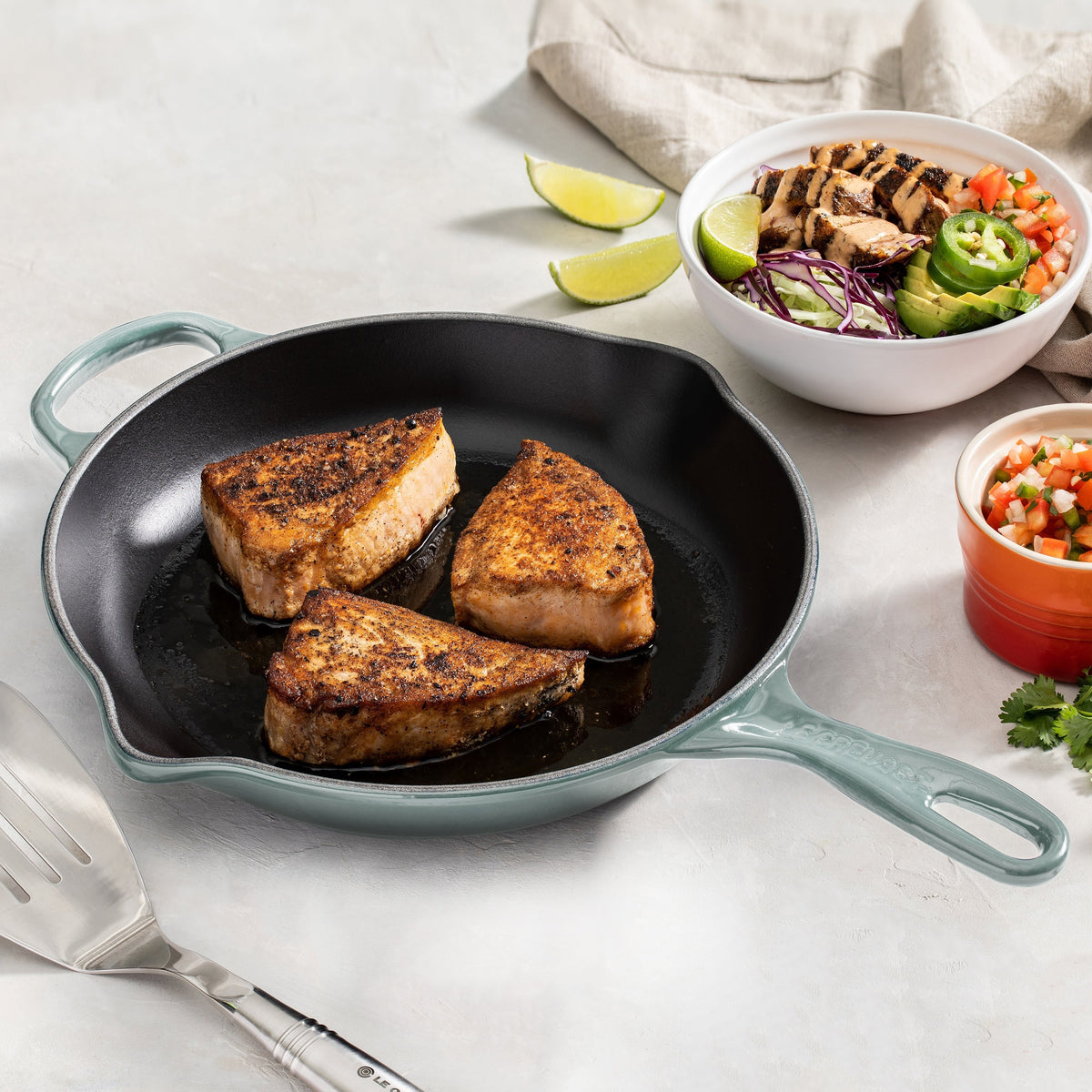 Le Creuset Signature Cast Iron 10.25" Sea Salt Iron Handle Skillet