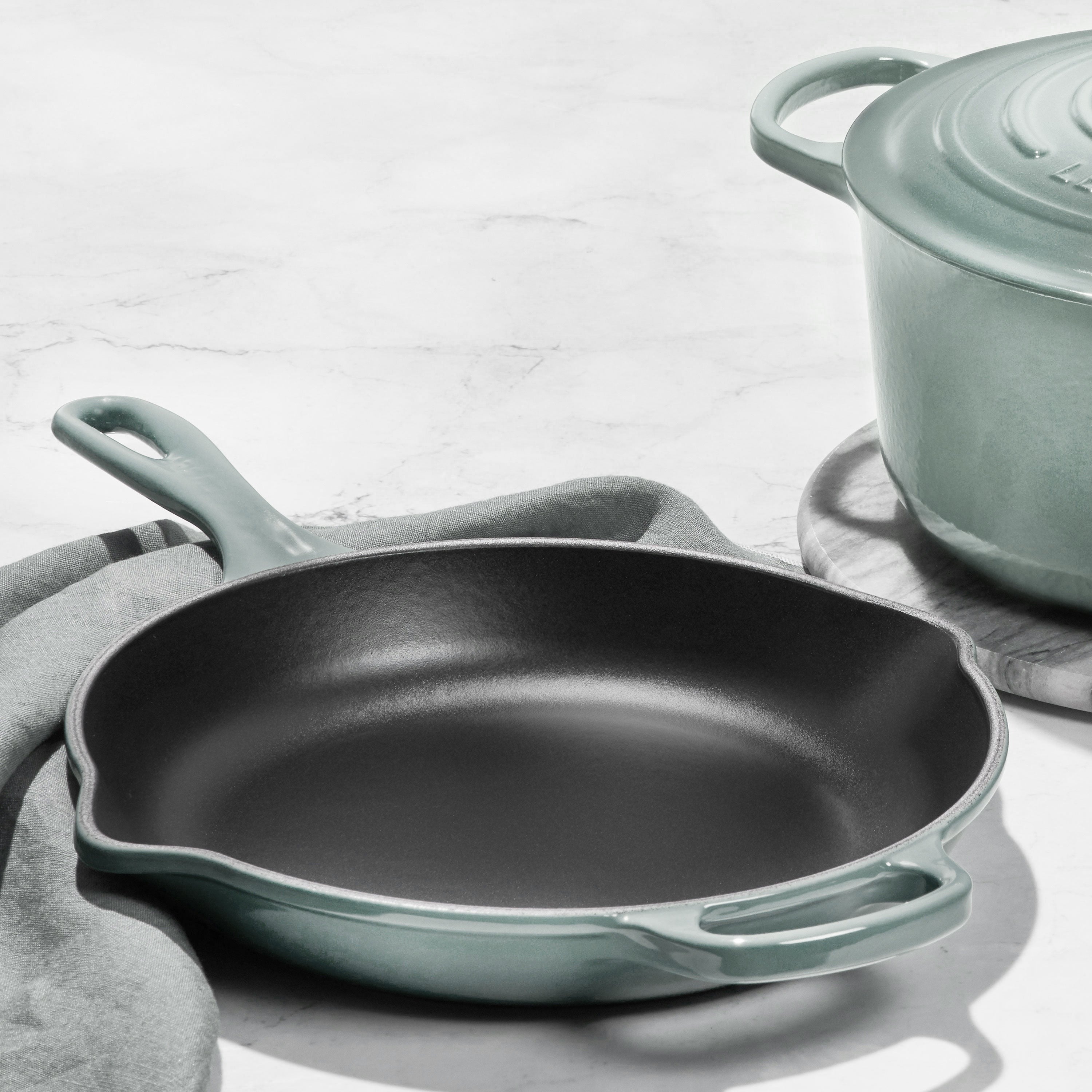 Le Creuset Signature Cast Iron 10.25" Sea Salt Iron Handle Skillet