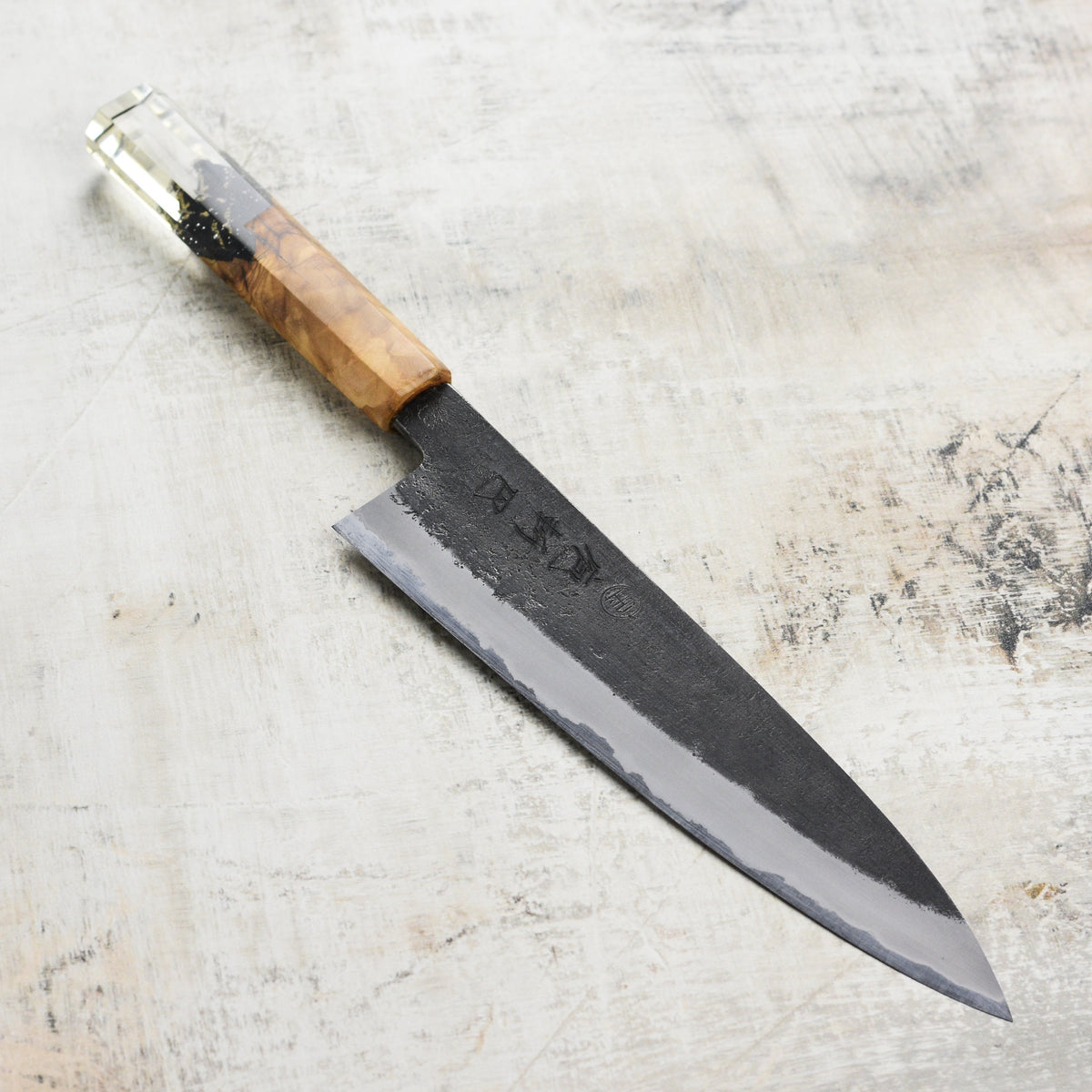 Hozan Tomoe x Hinoura Shirogami #2 Kurouchi 8.25" Gyuto