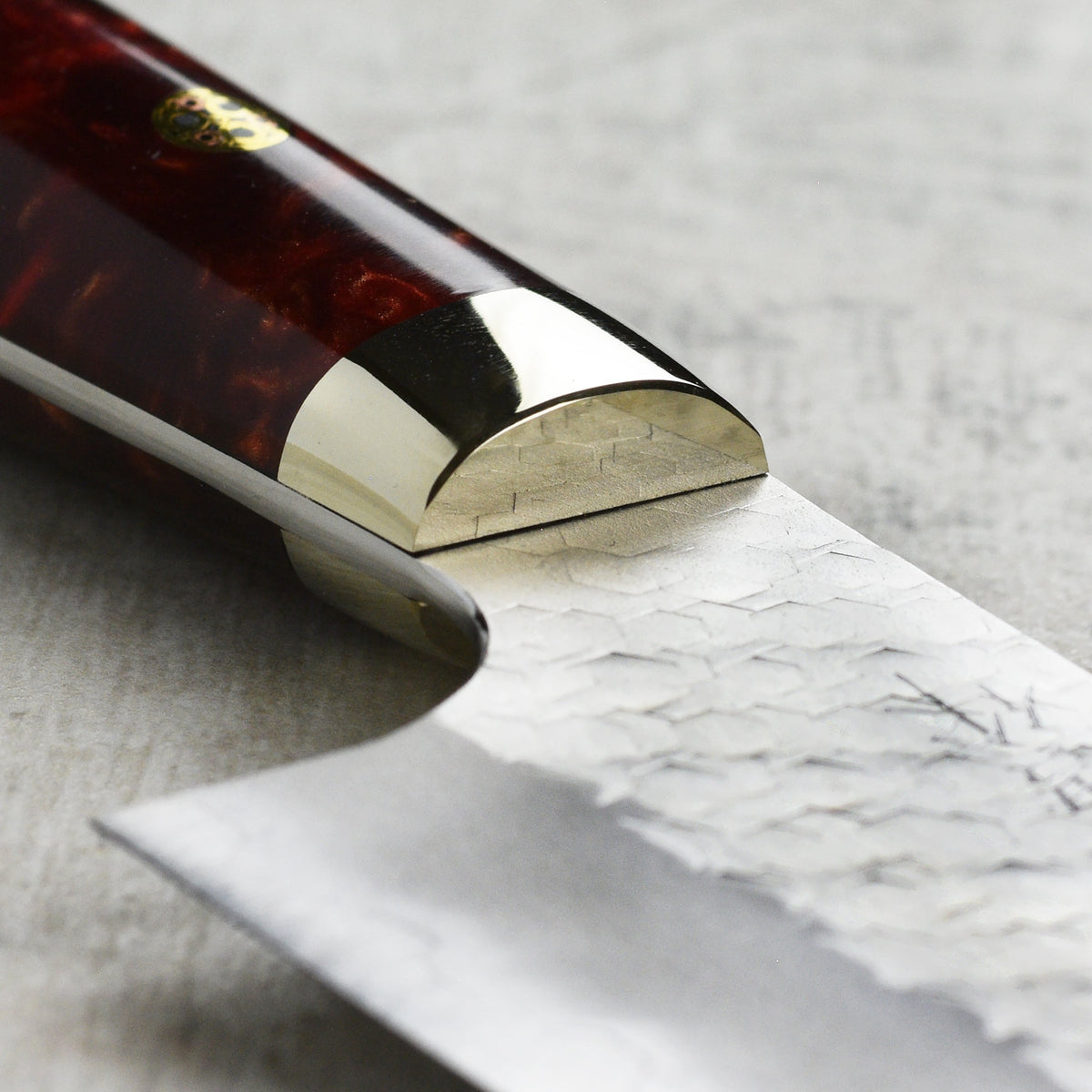 Nigara SG2 Migaki Tsuchime 8.25" Gyuto, Crimson Acrylic