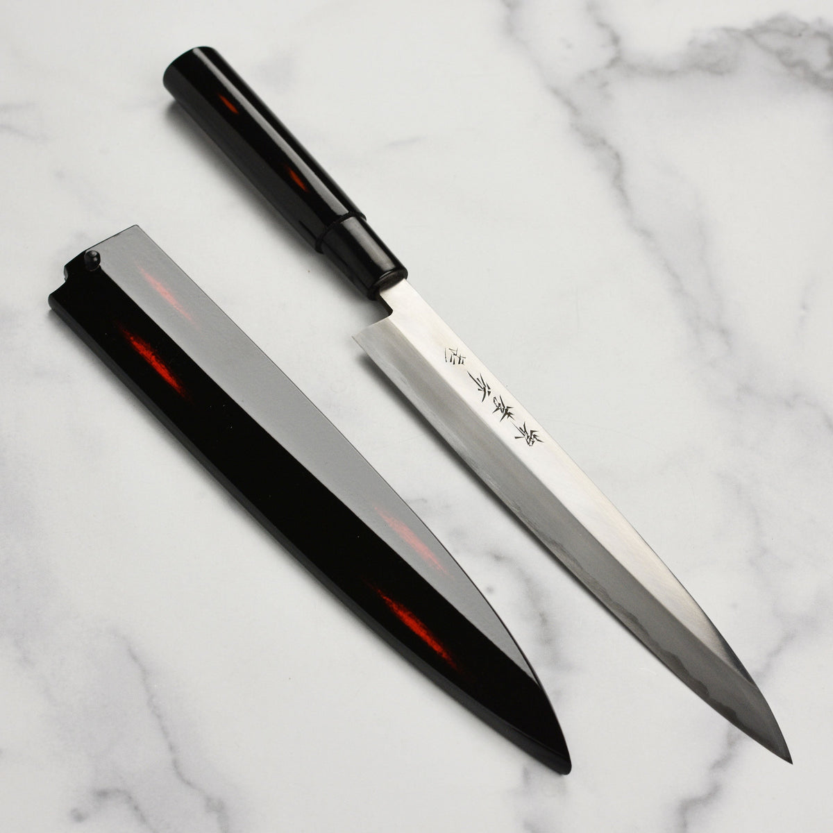 Takayuki Shikisai Kasumitogi Carbon Steel 9.4" Single-Bevel Yanagiba with Saya