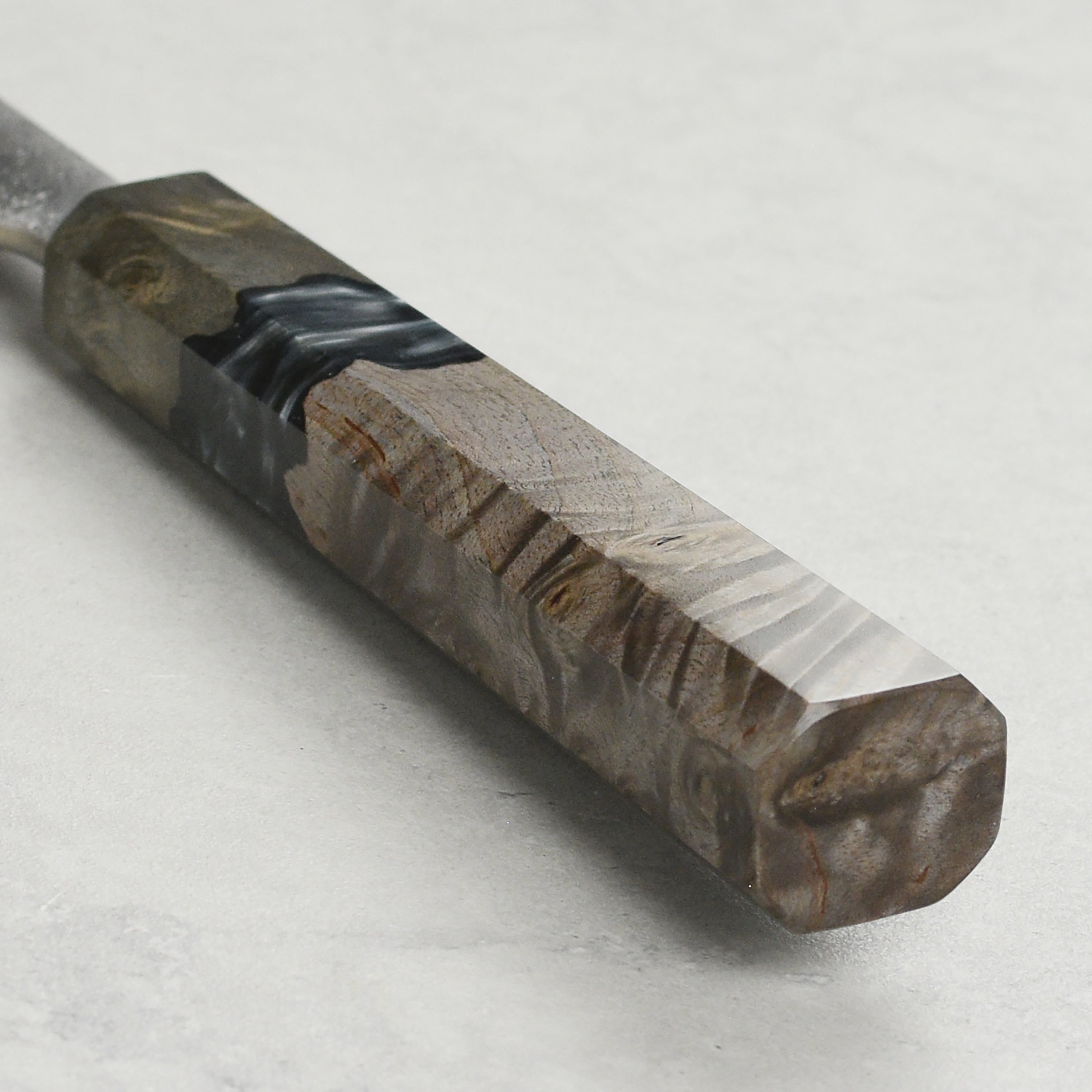 Yoshikane SKD Nashiji Stainless Clad 6.5" Santoku, Stabilized Birch