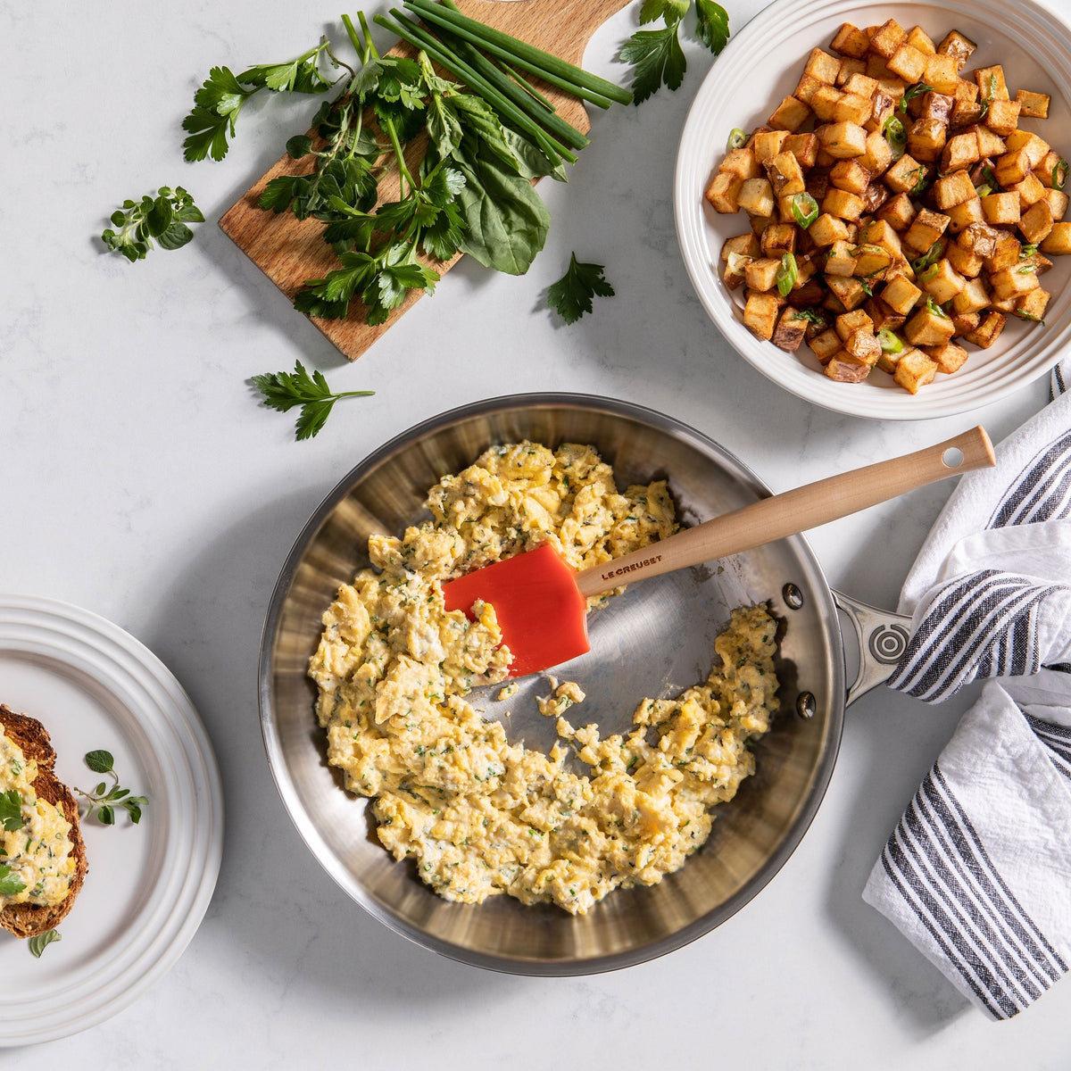 Le Creuset Stainless Steel 2 Piece Skillet Set with Lids