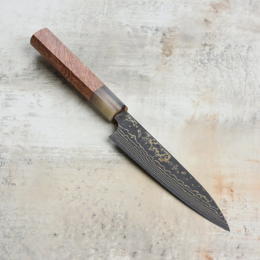 Saji Black Gold Damascus 5.1" Petty, Quince Wood