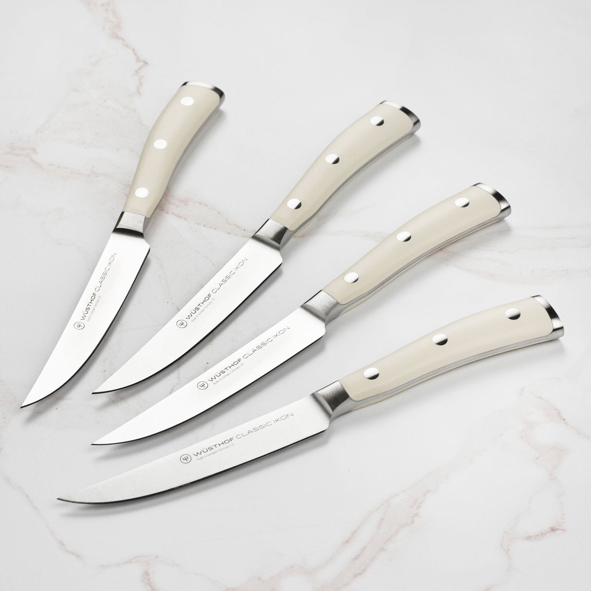 Wusthof Classic Ikon Creme 4 Piece Steak Knife Set with Wood Case
